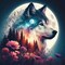 Diamond Painting Kits for Adults Beginners - Wolf Diamond Art Kits for Adults, 5D Moon Wolf Diamond Painting Kits DIY Diamond Art Dots Crafts Kits for Home Wall Decor Gifts 12x12in